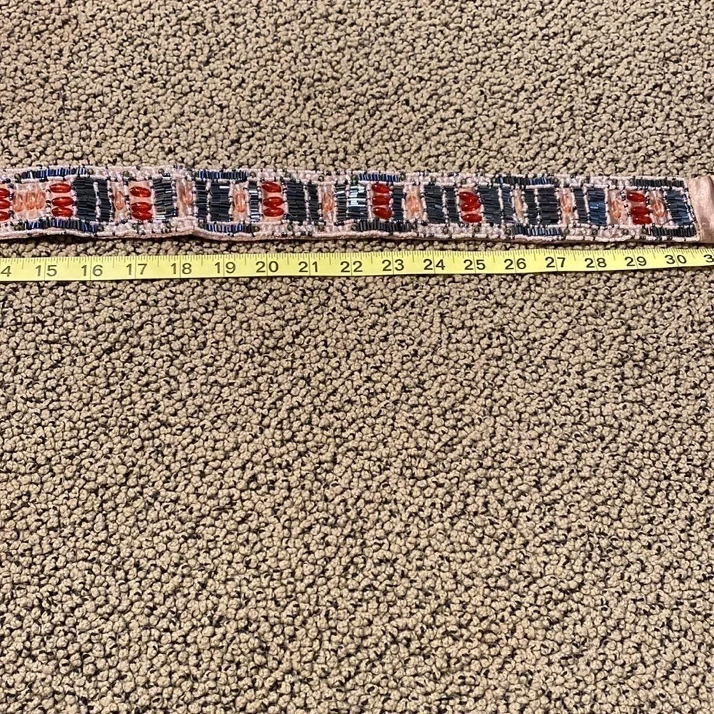 Beautiful Beaded Satin Tie Belt in EUC